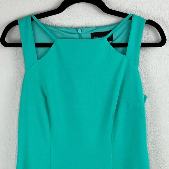 Donna Morgan Teal Green Crepe Strappy Sleeveless Cut Out Sheath Midi Dress 8 NWT - Picture 6 of 13